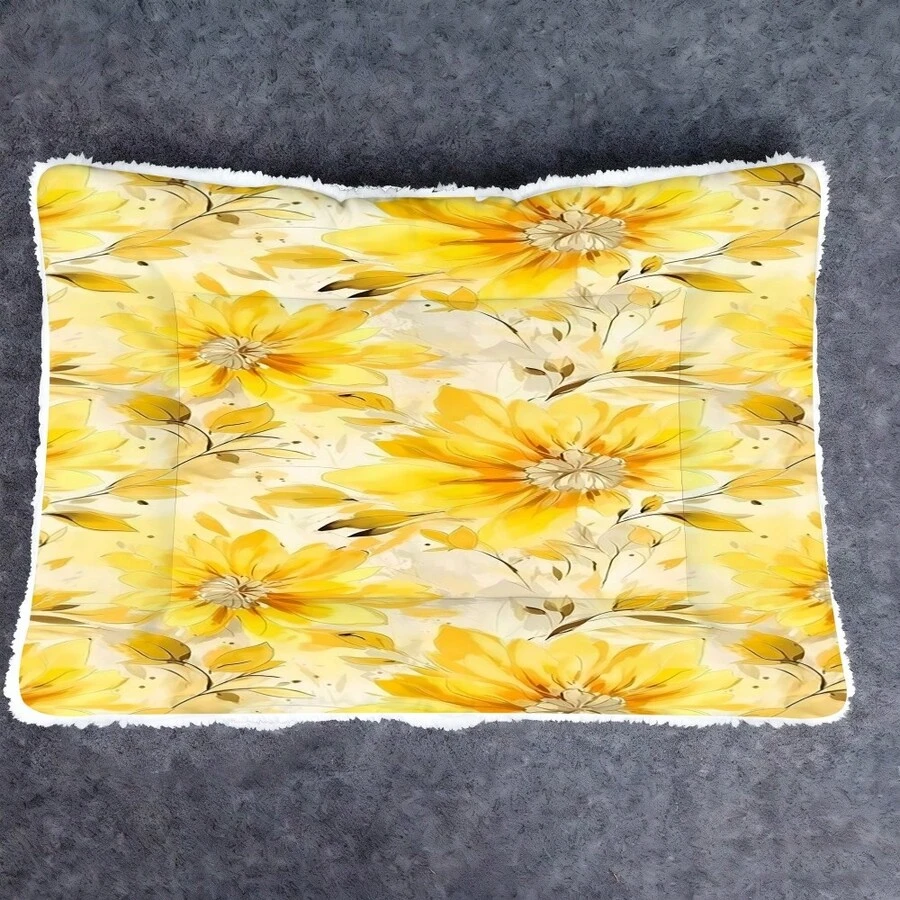 1 pieza Colchoneta para cama de mascota suave, esterilla reversible para jaula de perro con diseño floral minimalista, lavable para perros pequeños/medianos/grandes, adecuada para todas las estaciones - Multicolor - Ver 1