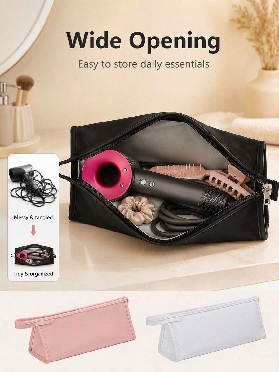 Modern Minimalist Rectangular Folding Design, Smooth Zipper Closure, Structured Wide Opening, Large Capacity Storage, Portable Hair Dryer Storage Bag, Suitable For Bathroom Vanity, Bedroom Vanity, Dormitory, Travel, Daily Home Storage, All Seasons,Travel Essential - Multicolor - View 1