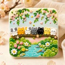 Cat Lotus Coffee House Refrigerator Magnet, 3D Embossed Personalized Cute Creative Gift Decoration Magnetic Souvenir, These Exquisite Fridge Magnets Are Great Creative Gifts, Can Be Used To Decorate Kitchen, Whiteboard, Storage Cabinet, Refrigerator, Also For Home Decor - Style 1 - View 6