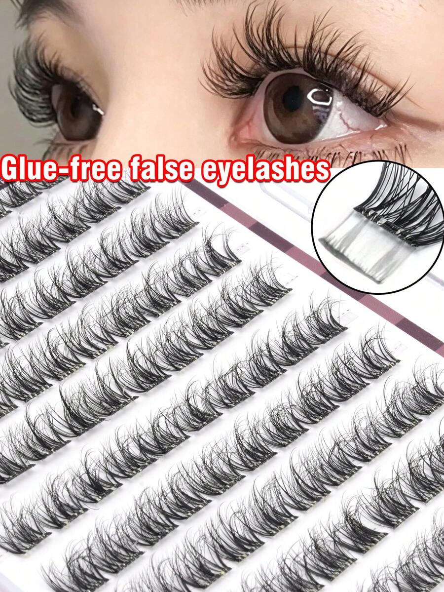 100pcs Self-Adhesive Natural Realistic False Eyelashes 11mm, Soft Unique Segmented C-Curl Fluffy Eyelash Clusters, Eyelash Clusters, Individual False Eyelashes, Pre-Glued Eyelashes, Glue-Free Eyelashes
