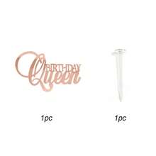 1pc/3pcs/5pcs Happy Birthday Queen Cake Topper, Acrylic Queen Party Cake Side Decor - Multicolor - View 11