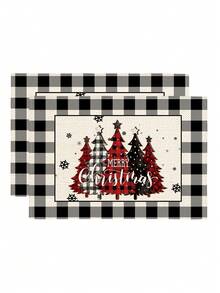 1/2/4/5/6/8pcs Digital Printed Placemats, Christmas Series Pattern Printed Placemats Table Decor, Suitable For Daily, Holiday, Party, Birthday, Wedding, Dinner, Kitchen, Dining Room And Home Textile Decoration - Multicolor - View 9