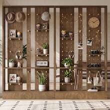 Tribesigns Minimalist Pegboard MDF Room Divider Partition, Freestanding Display Screen With Adjustable Storage Pegs & Shelves For Apartment Decor - Brown - View 5