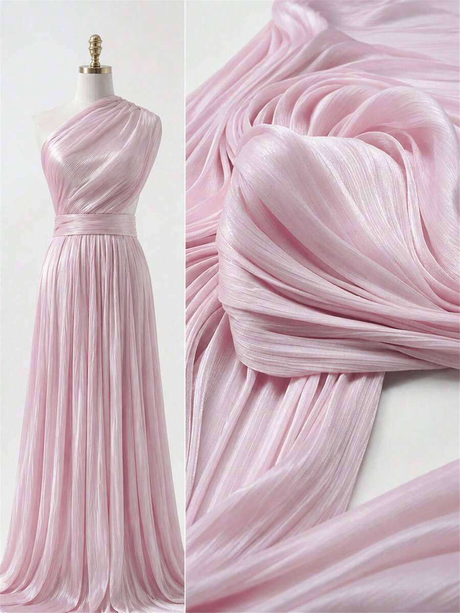 HHMC Shimmering Striped Crinkled Organza, Lightweight Soft Drape, White/Pink Available, 50cm/1/3/5 Yards, Suitable For Dress Outer Layer, Shawl, Wedding Decoration, Backdrop And Romantic Handmade Projects - Multicolor - View 1