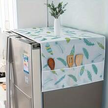 1pc 60*180cm Random Style Multi-Functional Refrigerator Dust Cover With Pocket, Fabric Appliance Top Cover, Modern Decorative Storage Organizer For Home And Kitchen Use - Multicolor - View 4