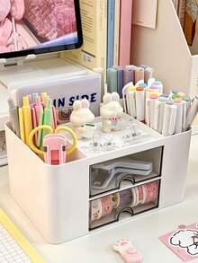 Large Capacity Multi-Function Storage Rack Tool Box Style Wall-Mounted Organizer Portable Jewelry Stand Stationery Office Supplies Cosmetics Pen Holder Office Supplies Cosmetics Room Decor Bathroom Accessories Travel Essentials Back To School - Multicolor - View 5