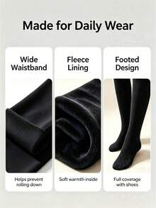 Women's High Waist Elastic Velvet Warm Leggings, Thick Fleece Lined, Suitable For Winter - Black - View 4