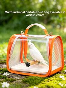 Parrot Outdoor Portable Bag, Breathable Bird Carrying Bag, Hands-Free Small Pet Cage, With Breathable Mesh Window, Parrot Backpack, Convenient For Taking Pets To Vet, Shopping, Hiking, Transparent Portable Bird Travel Case - Multicolor - View 8