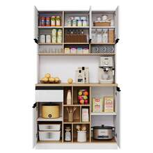 Modern White High Gloss Sideboard - Adjustable Shelves - 白色 - 查看 8