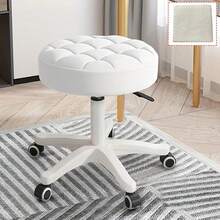 Adjustable Height Swivel Chair With Soft Sponge Seat And Stable Metal Base – Ideal For Home, Kitchen Island, Or Workspace Use. Features Smooth 360-Degree Rotation, Easy Height Adjustment Via Hydraulic Mechanism, And Ergonomic Design For Everyday Comf - White - View 2