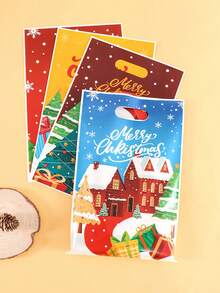 10/20/50pcs Christmas Gift Bags,Cute Santa Xmas Tree Pattern Goodie Bags,Xmas Tote Bags For Gift Wrapping,Holiday Party Favor Bas For Family Gathering - Multicolor - View 5