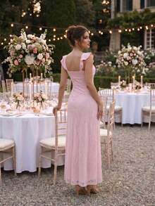 Elegant Party Romantic Party Lace Party Holiday Date Cocktail Wedding Guest Travel Graduation Prom All Season Bridesmaid Dress - Pink - View 2