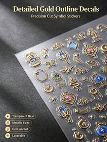 1pc Aesthetic Sticker, Gold-Plated Universe Amulet Theme Decorative Sticker, Suitable For Laptop, Camera, Instant Camera, Phone Case, Earphone Case, Water Bottle, Storage Box, Luxurious Bohemian Starry Sky Pattern Decorative Sticker, Home Decor - G - View 5