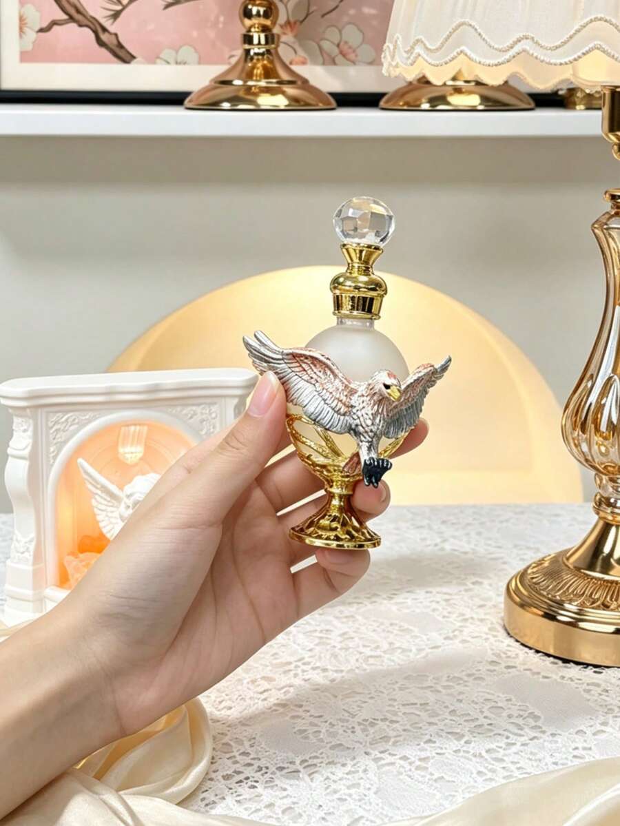 [Empty Bottle] 15ml Exquisite Vintage Hand-Painted Enamel Bottle, Bird Decor Cosmetic Container, With Glass Stopper Seal, Convenient For Travel/Personal Care, Perfume And Essential Oil Dispensing Bottle, Travel Bottle Set - View 1