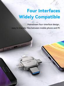 EAGET 4 In 1 - Memory Stick USB 3.0 High Speed Thumb Drives With For IPhone Photo Stick USB Storage Phone USB C Flash Drive For IPad Pro Android For Phone 17/16/15/14 ,Laptop,PC, - View 4