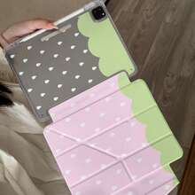 Ins Colorblock Strawberry Water Drop Tablet Protective Case, Wavy Edge Snap Closure With Pen Slot, Compatible With Apple 11th Gen, Minimalist 10th Gen Tablet Protective Case, Air 82026 New Pro 11 Fashion Mini 7 Cute Air 7/6 Snap Closure 11-Inch Girls Tablet Protective Cover, Boys Tablet Protective Case - Pinkish Green - View 5