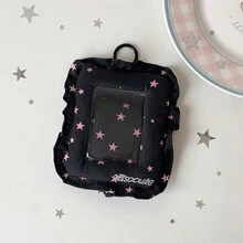 1 cái bao đựng thẻ ảnh bằng cotton chần bông, in sao màu pastel ngọt ngào, bèo nhún tua rua, thiết kế cửa sổ trong suốt, dạng túi đựng thẻ ảnh cầm tay có vòng treo, đa năng dùng làm bao bảo vệ thẻ học sinh, thẻ ID trường học, thẻ xe buýt, thẻ tín dụng, Back to School - Bao đựng thẻ - Xem 11