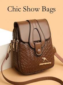 Woven Embossed Multi-Function Women's Shoulder Crossbody Bag, Lightweight Casual Fashion Commuter Bag, Can Also Be Used As Multi-Purpose Wallet, Suitable For Gifts - Coffee - View 11