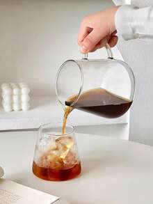 1pc Minimalist Cold Brew Coffee Pot, Pour-Over Sharing Pot, INS Style Heat-Resistant Glass Drip Coffee Brewer, Home Water Kettle - Transparent - View 5