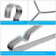 40Pcs Multi-Purpose Stainless Steel Garment Hangers With Pants Bar, Anti-Slip Grooves Prevent Slipping, Strong Bearing Support Heavy Coats Jackets, Rustproof For Outdoor Sun Drying - Default - View 8