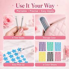 4-Piece Stainless Steel Acne Tool Set With Storage Box And 6-Color Star Acne Patches, Portable Beauty Care Kit For Home, Travel And Daily Use - Multicolor - View 7