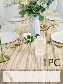 米色百褶桌旗、米色桌布、生日派對用品、生日裝飾、淺棕色透明布料用於婚禮、派對桌中心裝飾桌旗、婚禮伴手禮、純色桌旗用於鄉村風婚禮、波希米亞風 - 駝色 - 查看 38