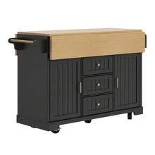 Kitchen Island With Drawers – White/Gray, Extendable Tabletop - Black - View 8