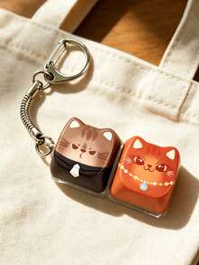 1Pc Kawaii Cat Keyboard Keycap Fidget Keychain, Portable Stress Relief Clicker Backpack Pendant Accessory - Multicolor - View 9
