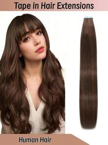 [40–65 Cm, 20 Pieces/Pack/50 G] Thick Tape-In Hair Extensions, Straight Remy Human Hair, Invisible Tape-In Human Hair Extensions. Suitable For Women - S4 - 查看 1