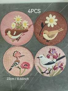 1/4PCS New Style Coffee Table Placemats, Faux Woven Print Heat-Insulated Coasters, Round Coffee Cup Coasters, Creative Tea Mats, Round Placemats, Washable Heat-Resistant Anti-Scald Anti-Slip Table Mats For Home Dining. 3 Sizes Available: 12*12cm 17*17cm 22*22cm - Multicolor - View 9