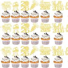 16入/24入新年派對蛋糕裝飾插牌 雙面新年祝福插牌 倒數計時插牌 生日甜點桌裝飾 - 彩色 - 查看 8