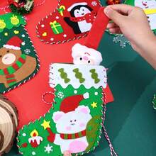 Christmas Non-Woven Fabric Christmas Stocking DIY Handmade Craft Kit, Hand-Sewn Holiday Gift Storage Hanging Decor Set - Multicolor - View 2