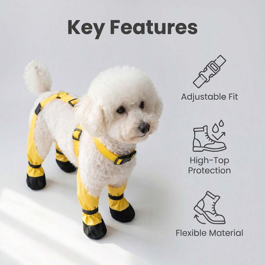 1pc Summer Waterproof Rain Boots For Small And Medium Dogs, Classic Yellow Non-Slip Soft Sole Outdoor Dog Shoes, Breathable Durable Stain-Resistant Paw Protection Covers, Suitable For Rainy Day Walks, Travel And Daily Use