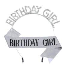 1 套生日腰带和头带，派对配饰，生日头带和腰带，适合生日派对，女士发饰配饰 - 銀色 - 查看 10