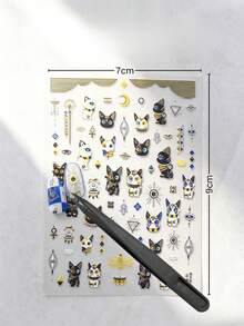 1 Set Decorative Stickers, Aesthetic Stickers, Ancient Egyptian Cat Symbol Pattern, Suitable For Laptop, Camera, Phone Case, Water Cup, Cosmetic Storage Box, Hair Dryer Shell, Metal Decorative Accessories - M - View 8