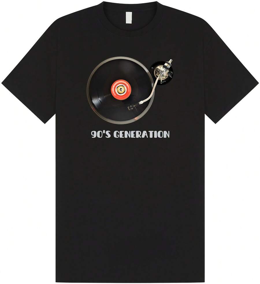 Maglietta unisex in puro cotone, stile streetwear Y2K, estiva, dal magazzino locale, della generazione degli anni '90. - nero - Visualizzare 1