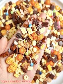 30pcs Random Mixed 3D Resin Multi-Style Chocolate Macaron Pizza Shaped Nail Art Decoration DIY Accessories - Multicolor - View 6