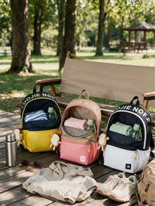 4pcs/1pc Aesthetic Colorblock Neutral Casual Backpack, Large Capacity Student School Bag, Suitable For Middle School, High School, College Students, Boys And Girls, Campus, Travel, Commute, Outdoor, Casual, Daily Use - Multiple Styles - View 6