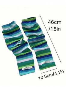 1 Pair Stripe Loose Arm Protection Sunscreen Ice Silk Gloves Driving Protection Ice Sleeves Summer Cool Sleeve, Women's Sun Protection Arm Sleeves Loose Fit For Cycling And Golf - Multicolor - View 3