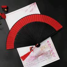 金邊絲綢扇面傳統中國舞扇，中國扇子製造商，批發手工摺扇 - 扇子 - 查看 12