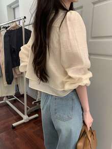 Blus Elegan Serbaguna Bergaya Korea YCYC dengan Pita untuk Wanita - Aprikot - View 9