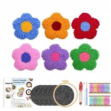 6件組花卉刺繡針套組附杯墊－初學者完整刺繡入門套件，含工具與混色線 - 多款 - 查看 10