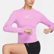 Nike Pro Dri-FIT Women's Printed Classic Training Long Sleeve Top - Pink Purple - View 3