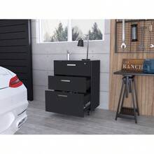 3 Drawers Storage Cabinet With Casters Lions Office, Black Wengue Finish-XY920509 - 1 - View 11