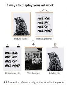 3pcs Frameless Black & White Fashion Print Poster, 40*60cm Leopard Roar Starry Sky Art Vintage Wall Decor, Suitable For Bedroom, Dorm, Home Office, Classroom - Multitype - View 5