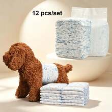 12pcs Disposable Leak-Proof Pet Diapers, Male Dog Pee Pads, Male Dog Diapers, Dog Diaper Pads, Male Dog Disposable Diapers - Keep Your Home Cleaner And Your Pet More Comfortable - Male Dog - View 2