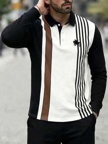 Men's Knight Print Colorblock Casual Daily Polo Shirt - Multicolor - View 5