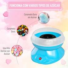 HOMCOM Máquina de Algodón de Azúcar, 450W-550W, Máquina para Hacer Algodón de Azúcar con 10 Palitos, para Fiestas de Cumpleaños Infantiles, en Casa, 27x26x18 cm, Azul - Enchufe EU Tipo C(220-240V) - Ver 7