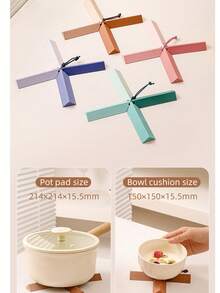 1‑Pack Foldable & Flexible Silicone Heat‑Resistant Pad, Non‑Slip Pot Pan Holder Mat, Cross‑Design Dish Plate Coaster, Multipurpose Kitchen Table Placemat For Hot Cookware - View 9