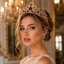 1pc Bridal Floral Rhinestone Wedding Crown Headband Hair Accessory Baroque Crystal Metal Tiara Wedding Accessory - Multicolor - View 1